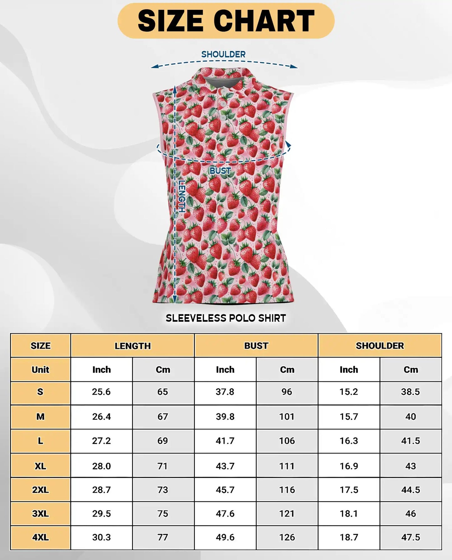 Allover Strawberry Print Sleeveless Polo Shirt for Women | Azhawaiian