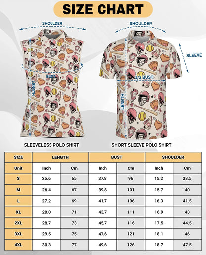 Cute Softball Sleeveless Polo Shirt for Women, Sports Lover Style | Azhawaiian