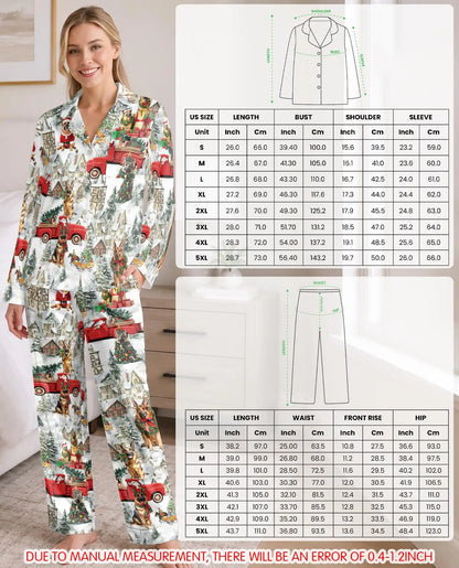 German Shepherd Christmas Pajama Set for Women – Red Truck Print