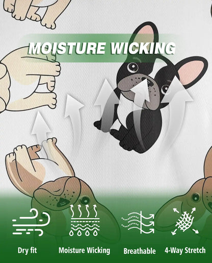 Cute French Bulldog Pattern 3D Polo Shirt for Men, Cartoon Dog Lover Style | Azhawaiian