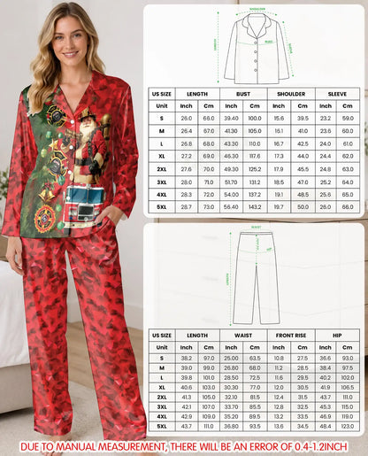 Firefighter Santa Christmas Pajama Set for Women – Fire Truck Print