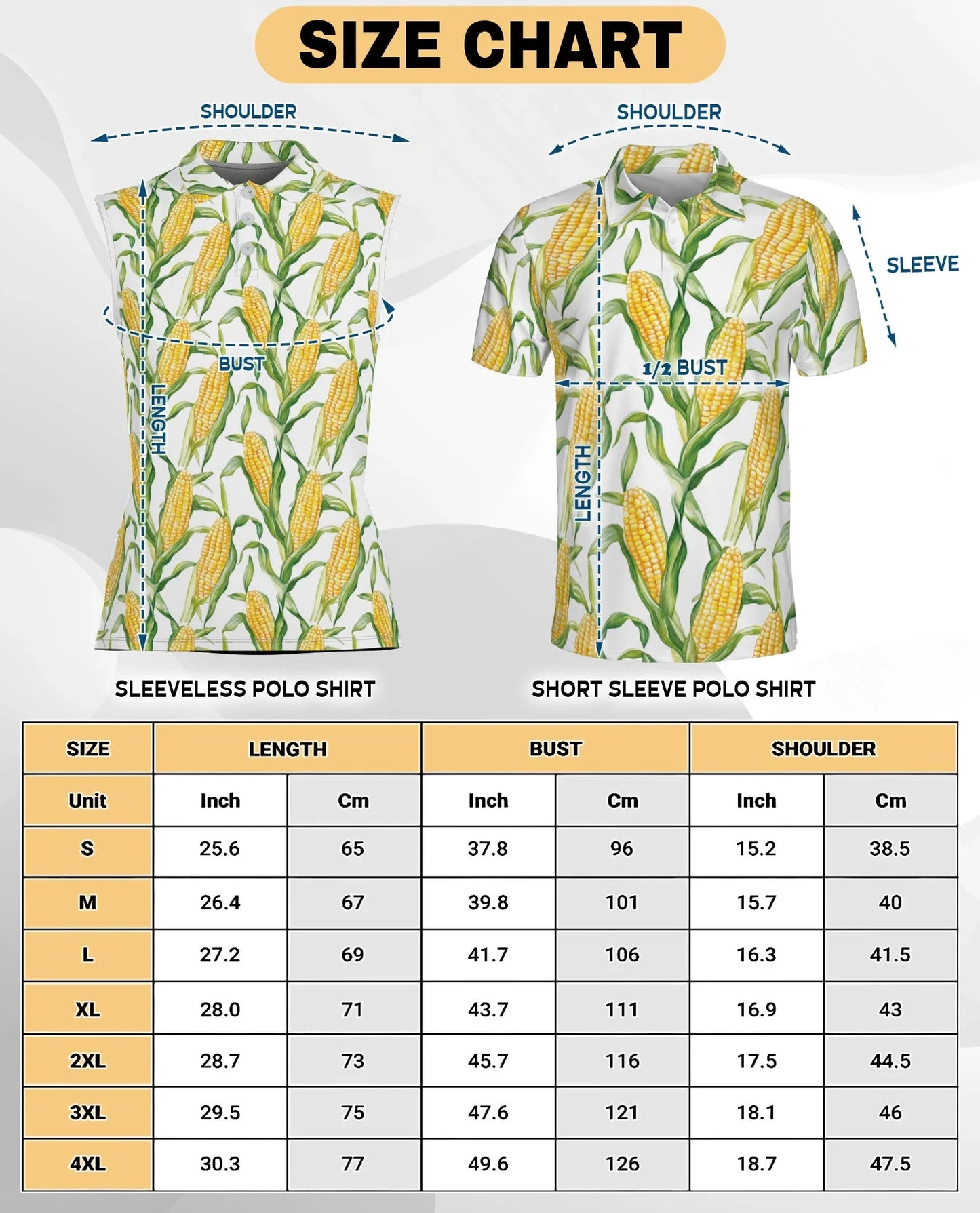 Fresh Corn Cob Pattern Sleeveless Polo Shirt for Women | Azhawaiian