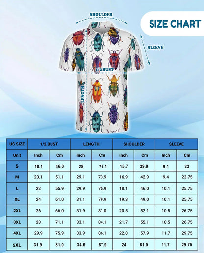 Colorful Beetle Polo Shirt for Men, Nature Insect Style | Azhawaiian
