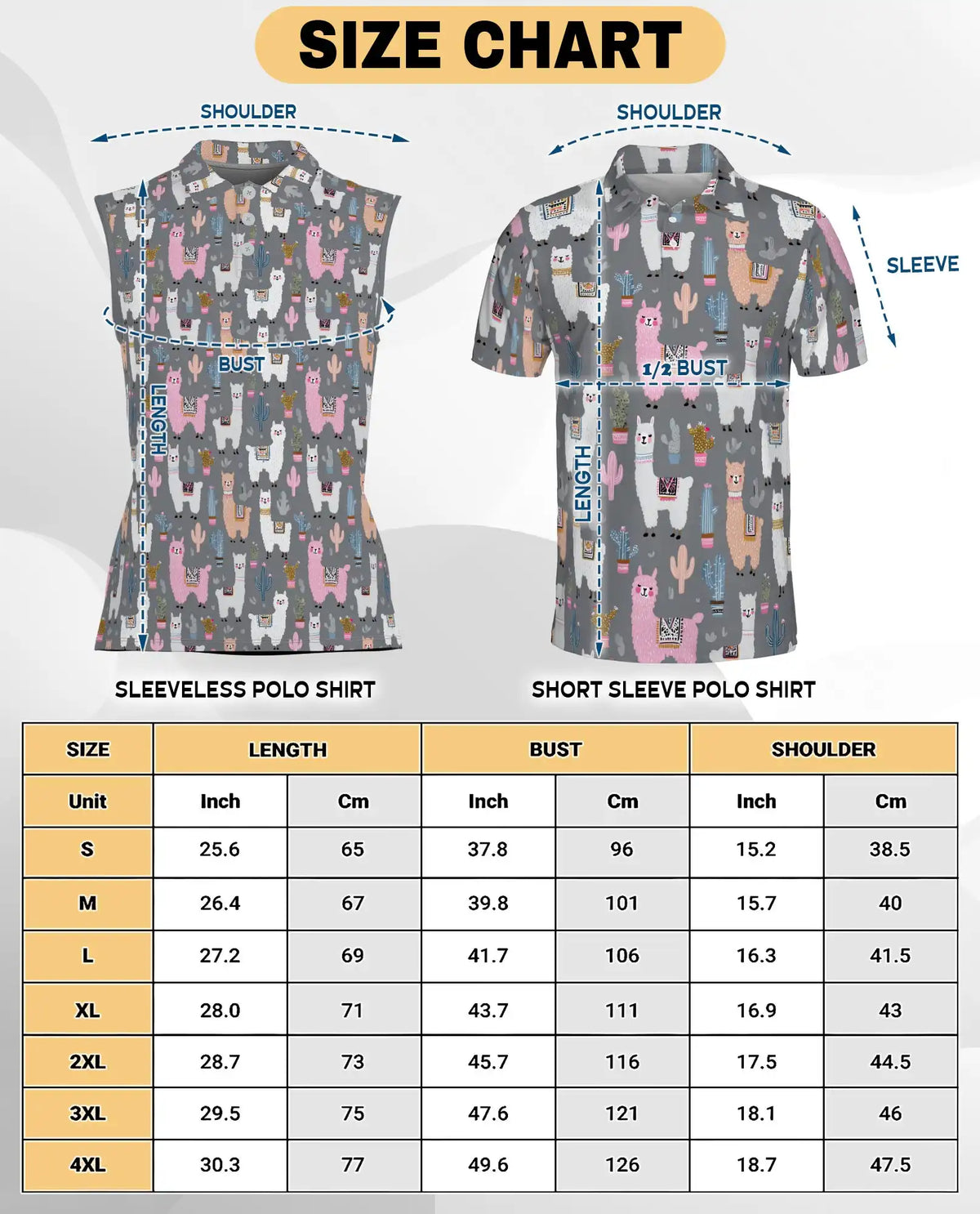 Llamas And Cacti Sleeveless Polo Shirt for Women, Desert Animal Style