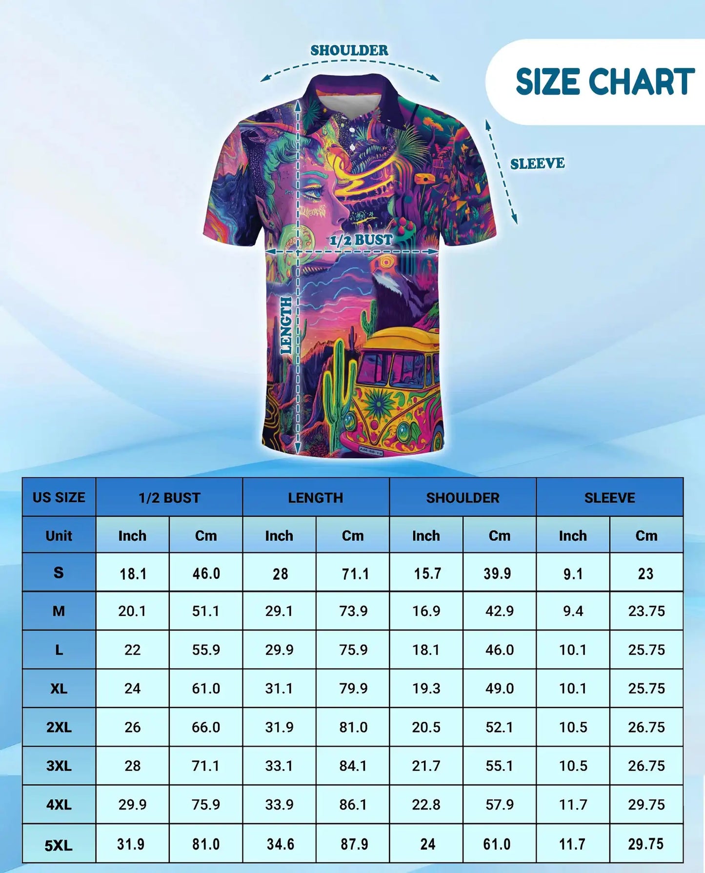 Psychedelic Desert Polo Shirt - Retro Festival Art Style | Azhawaiian