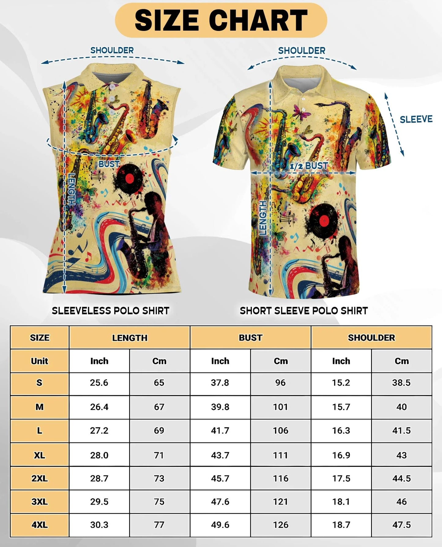 Music Saxophone Sleeveless Polo Shirt for Women | Azhawaiian