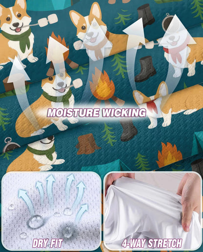 Corgi Camping Sleeveless Polo Shirt for Women, Cute Outdoor Dog Style | Azhawaiian