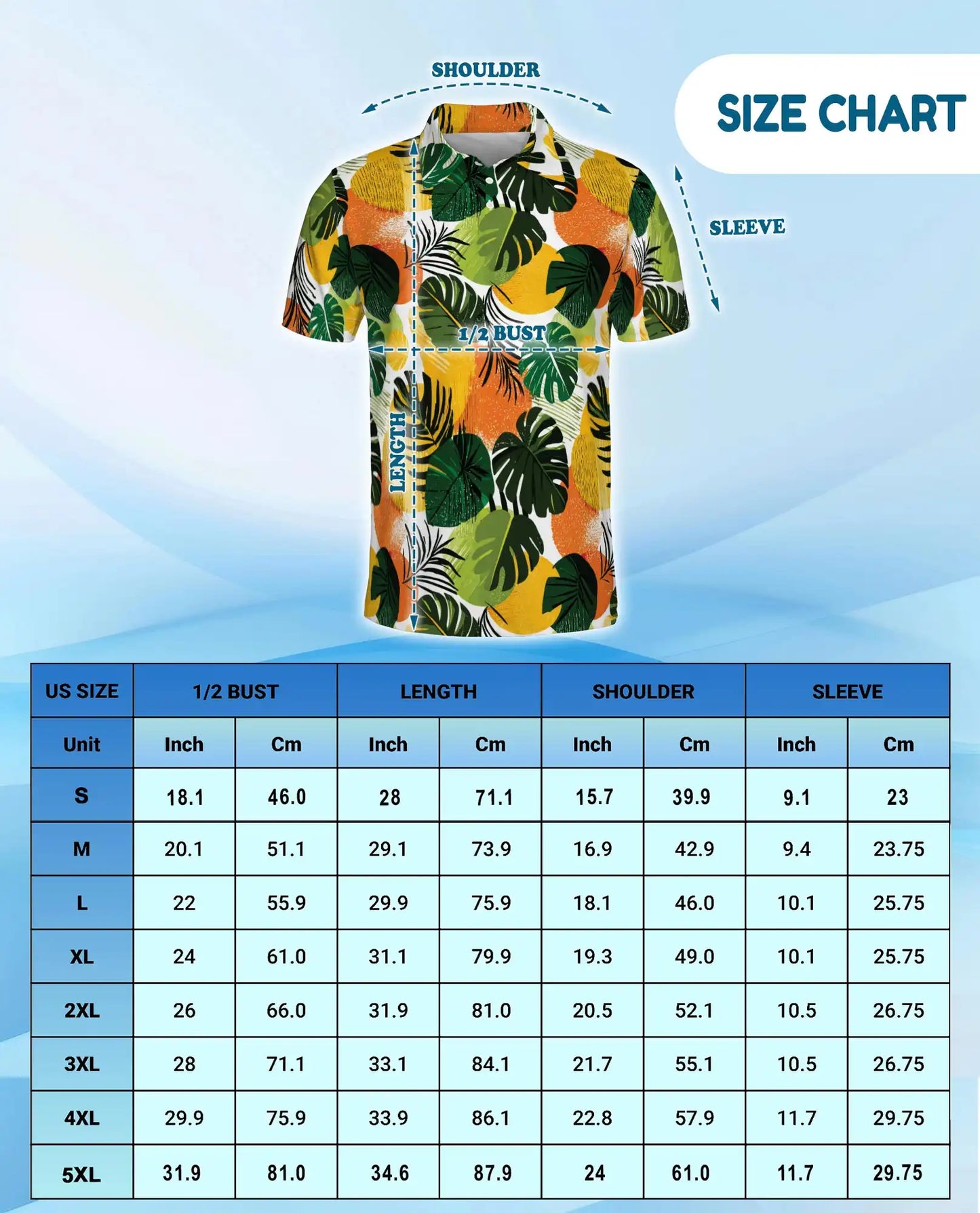 Tropical Citrus Leaf Polo Shirt - Modern Summer Resort Style | Azhawaiian