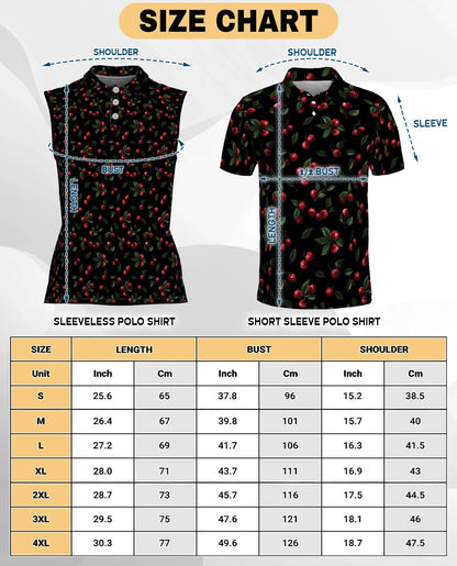 Cranberry Pattern Sleeveless Polo Shirt for Women, Fresh Fruit Summer Style | Azhawaiian