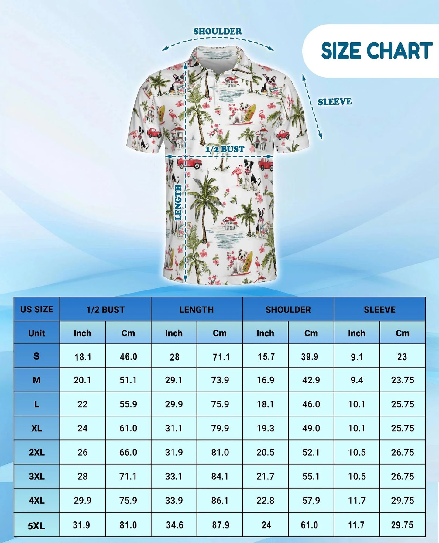 Dog Surfing Beach Polo Shirt for Men, Tropical Palm Tree Style | Azhawaiian