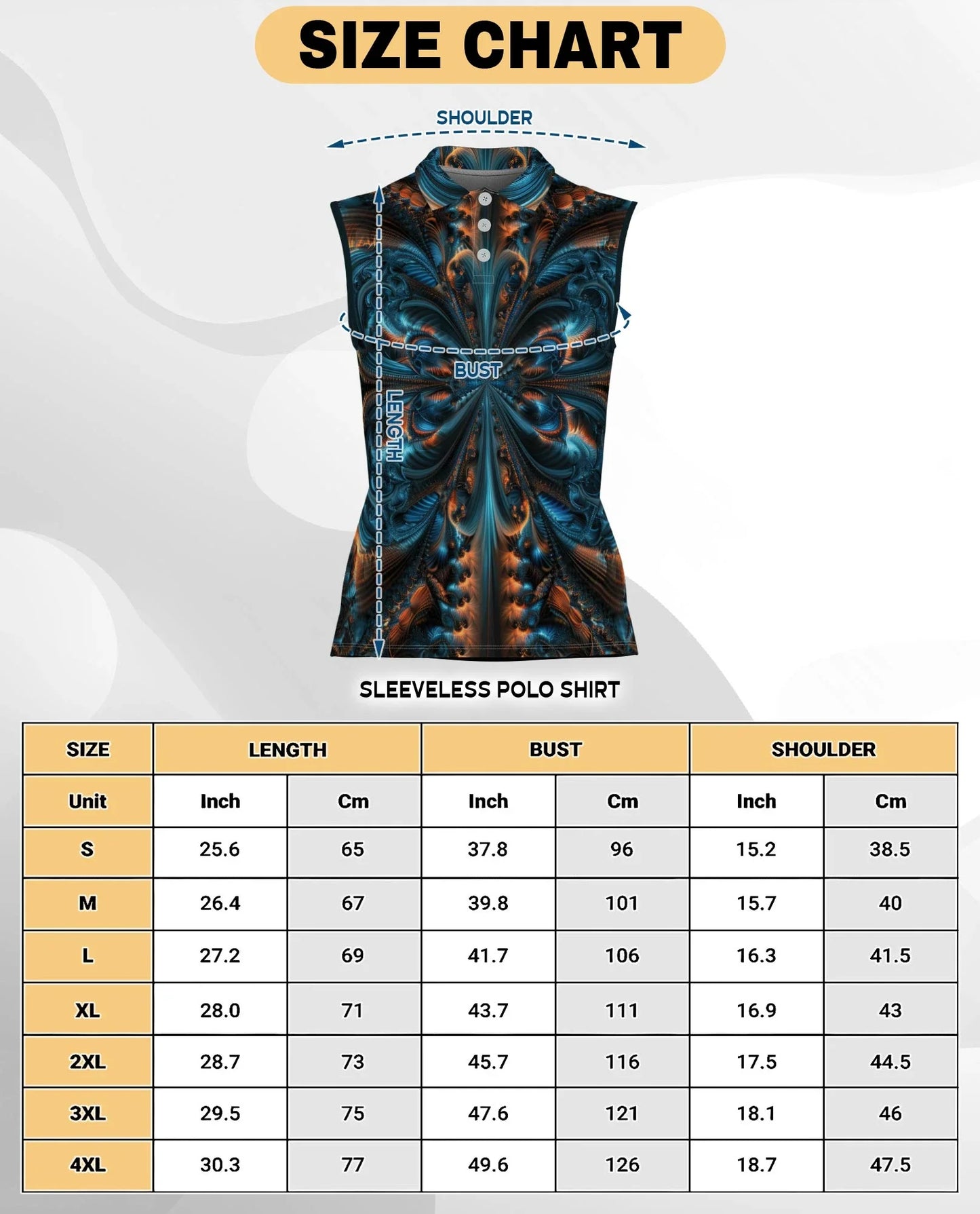 Fractal Art Pattern Sleeveless Polo Shirt for Women | Azhawaiian