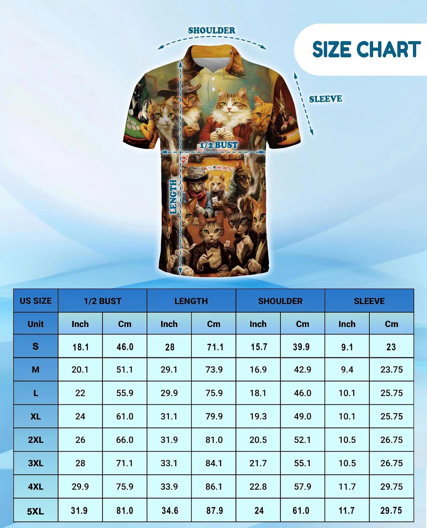 Vintage Cat Poker 3D Polo Shirt for Men, Funny Animal Card Game | Azhawaiian