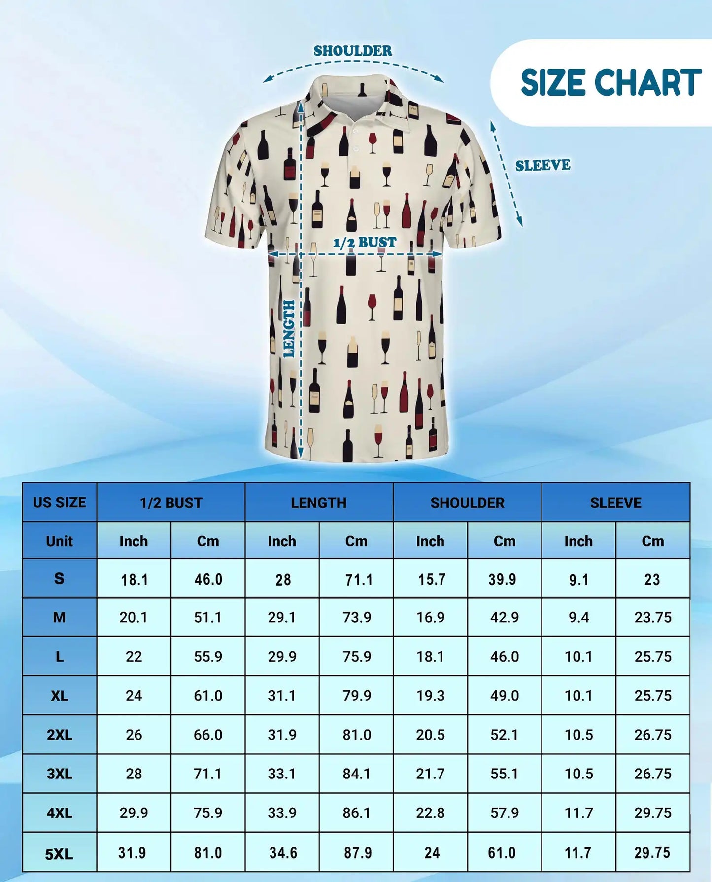 Wine Bottle Polo Shirt for Men - Wine Lover Pattern | Azhawaiian