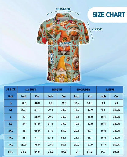 Thanksgiving Gnome Polo Shirt for Men, Fall Holiday Style | Azhawaiian