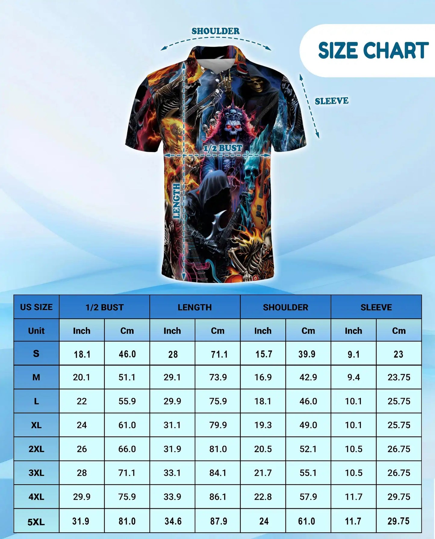 Gothic Skeleton Polo Shirt for Men, Dark Fantasy Casual | Azhawaiian