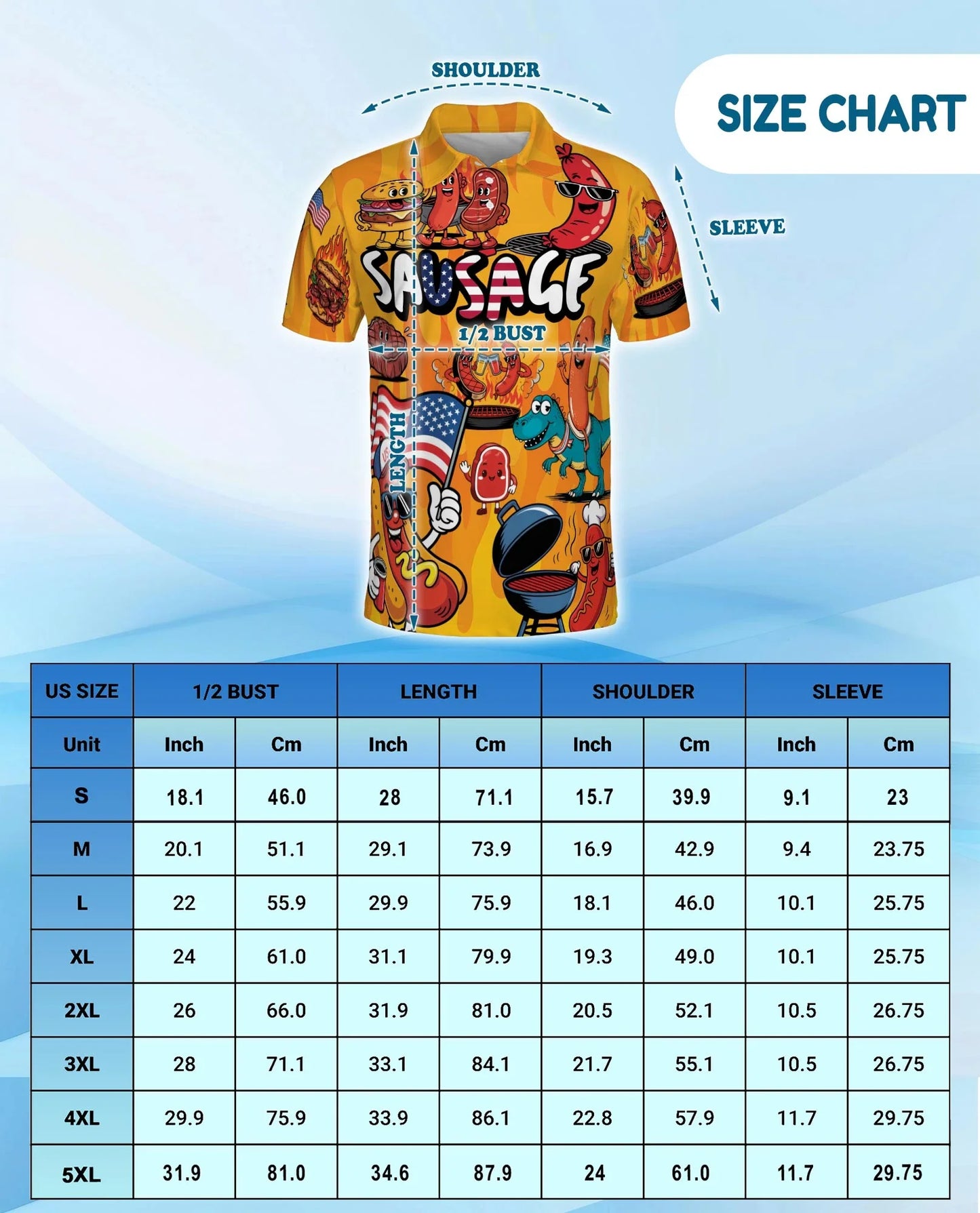 Funny Sausage Polo Shirt for Men, Cute Food Lover Style | Azhawaiian