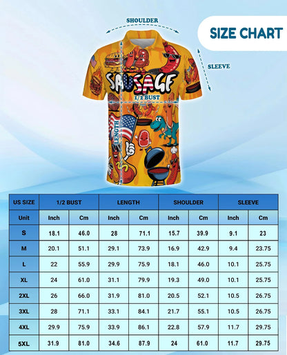 Funny Sausage Polo Shirt for Men, Cute Food Lover Style | Azhawaiian
