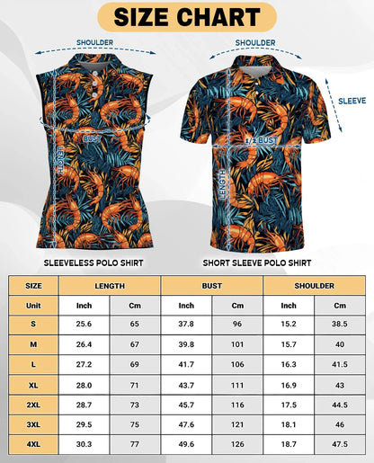 Shrimp Summer Beach Seafood Sleeveless Polo Shirt for Women | Azhawaiian