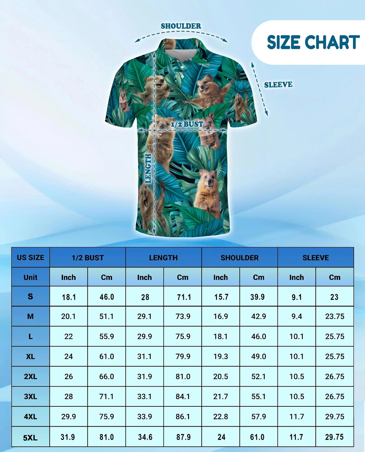 Quokka Tropical Jungle Polo Shirt for Men, Summer 3D Animal Print | Azhawaiian