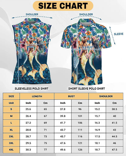 Three Mermaids Sleeveless Polo Shirt for Women | Azhawaiian