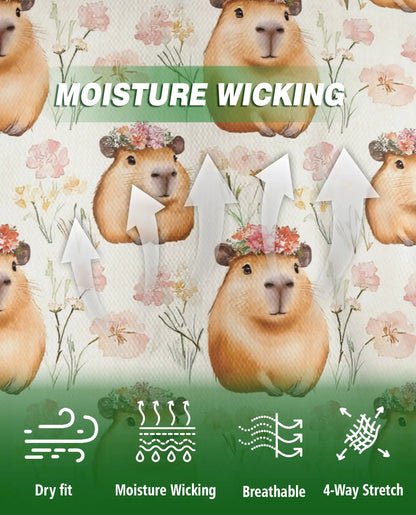 Cute Capybara Floral Polo Shirt, Funny Animal Pattern | Azhawaiian