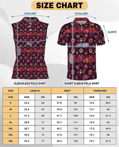 Traditional Pattern Sleeveless Polo Shirt for Women, Classic Cultural Style | Azhawaiian