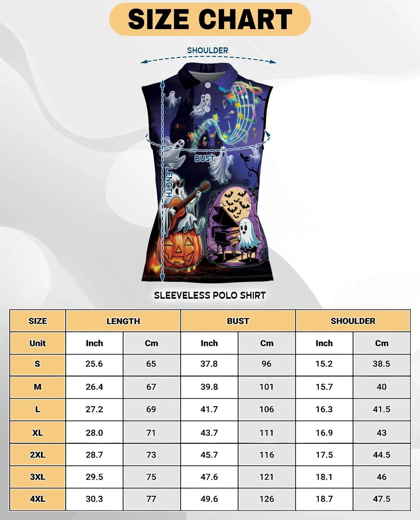 Music Night Halloween Sleeveless Polo Shirt for Women | Azhawaiian