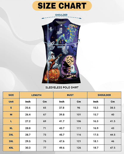 Music Night Halloween Sleeveless Polo Shirt for Women | Azhawaiian