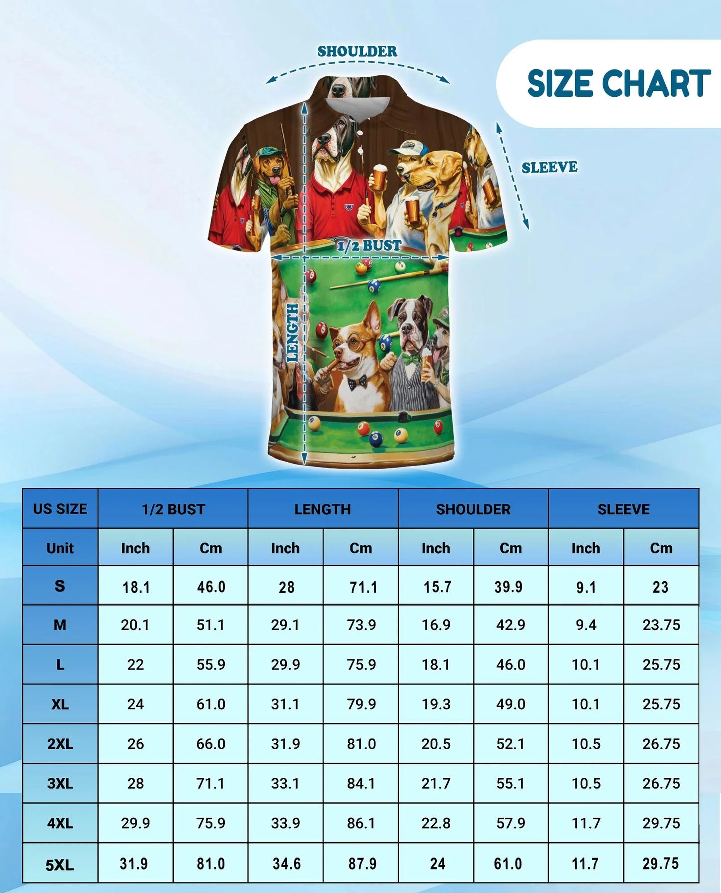 Billiard Vintage Dogs Polo Shirt for Men, Funny Pool Player Style | Azhawaiian