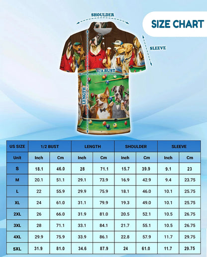 Billiard Vintage Dogs Polo Shirt for Men, Funny Pool Player Style | Azhawaiian