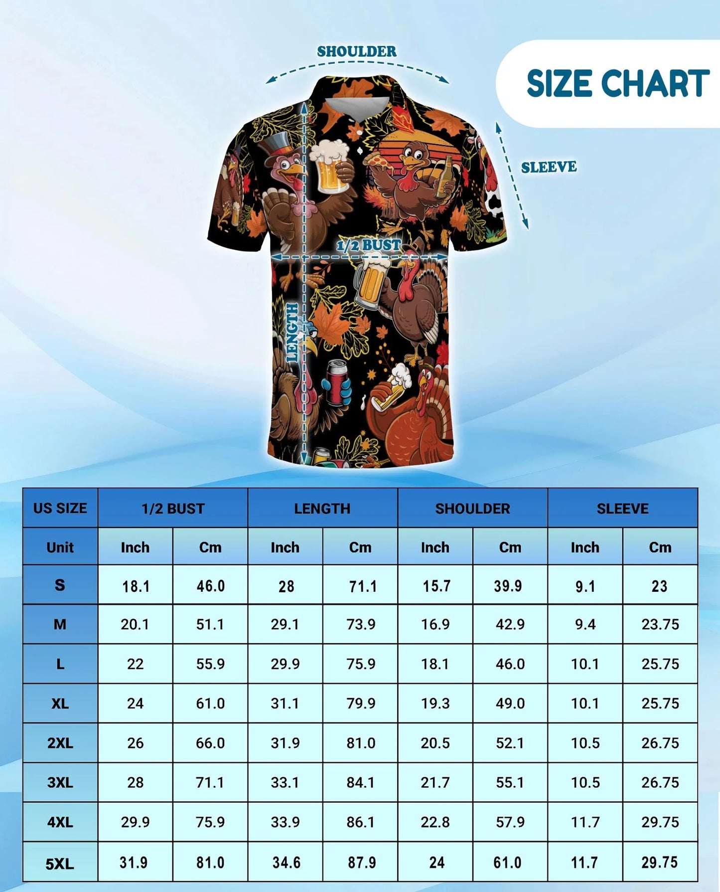 Funny Thanksgiving Turkey Polo Shirt for Men, Holiday Pattern Style | Azhawaiian