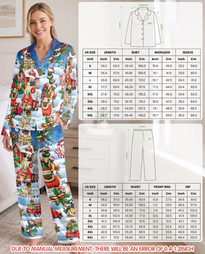 Christmas Pug Pajama Set for Women – Cute Holiday Dog Print
