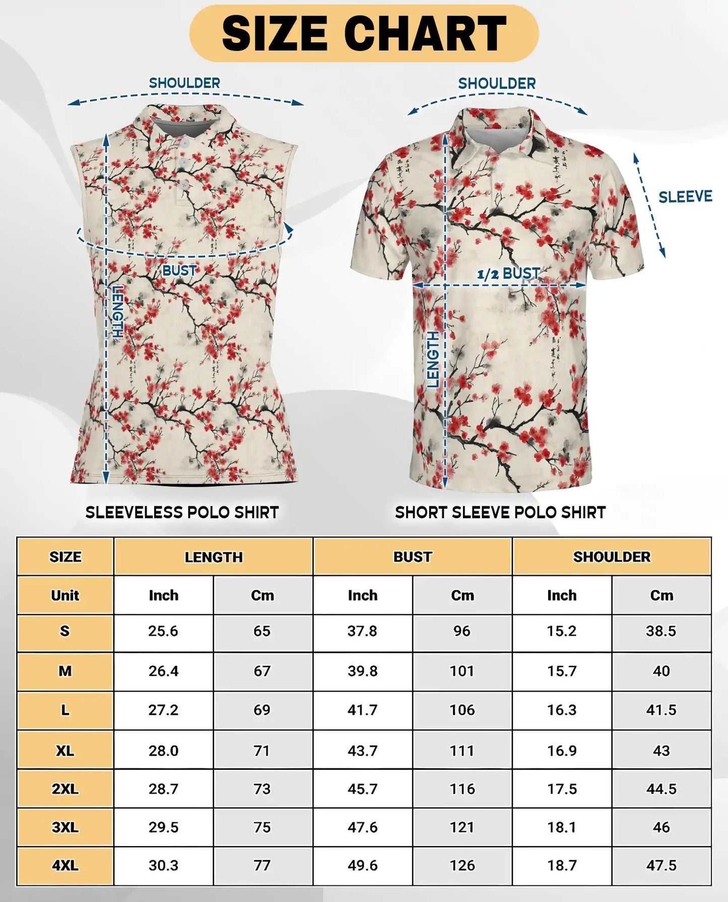 Sumi-e Cherry Blossom Branches Sleeveless Polo Shirt for Women | Azhawaiian