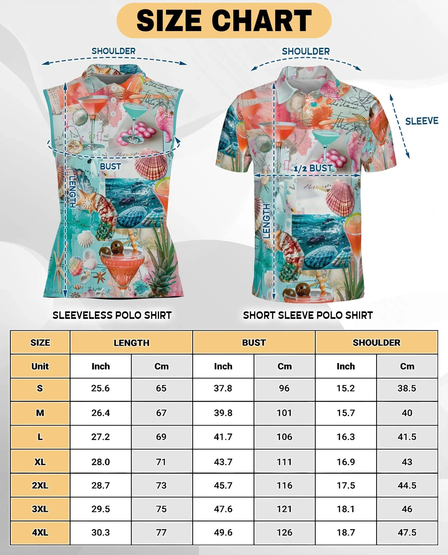 Cocktail Beach Summer Sleeveless Polo Shirt for Women | Azhawaiian