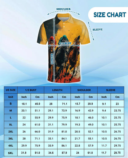 Rustic Racing Horse Polo Shirt for Men, Vintage Equestrian Style | Azhawaiian