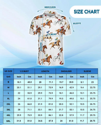 Equestrian Pattern Polo Shirt for Men, Classic Horse Lover Style | Azhawaiian