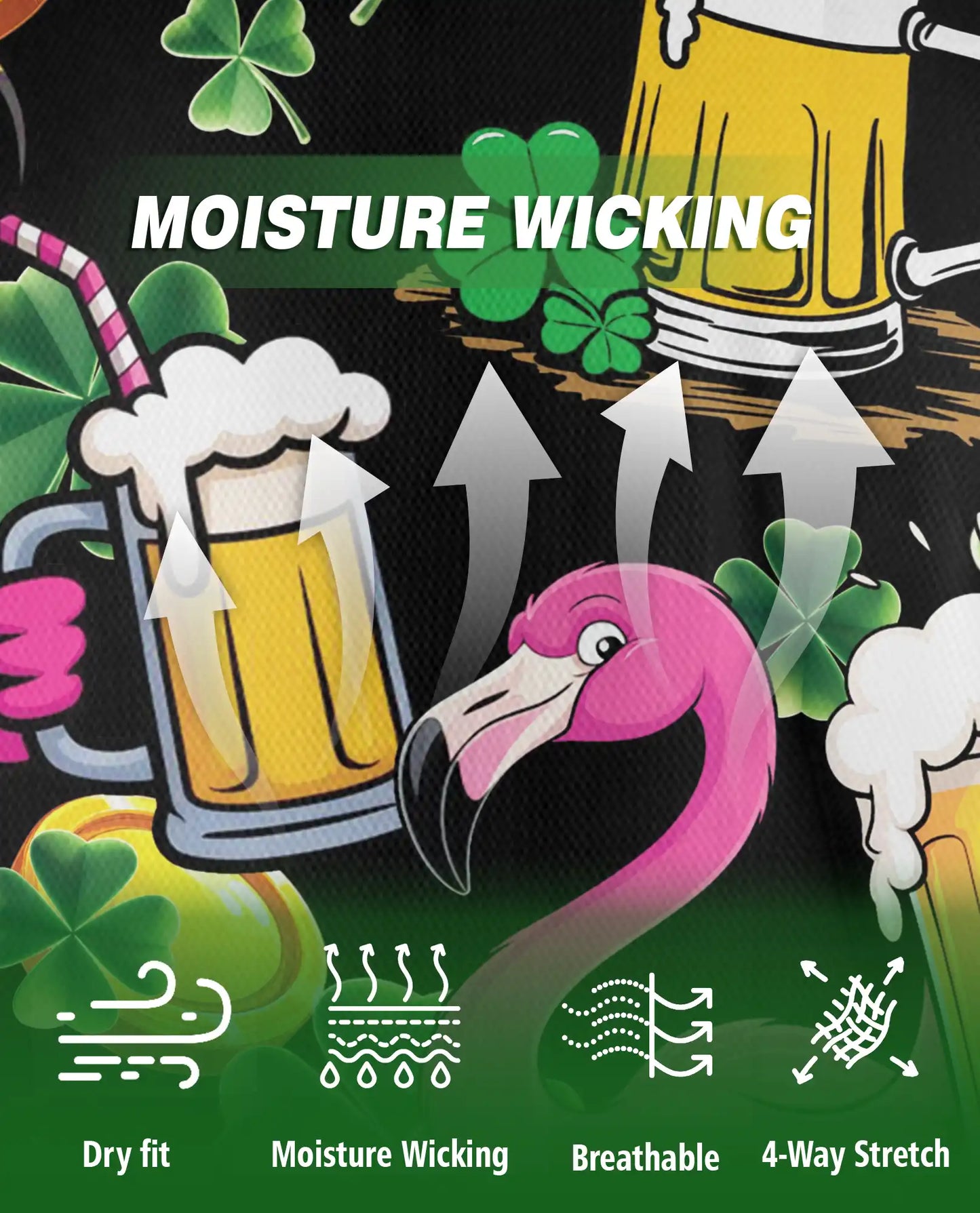 Funny Flamingo St Patrick 3D Polo Shirt for Men, Irish Beer Party Style | Azhawaiian