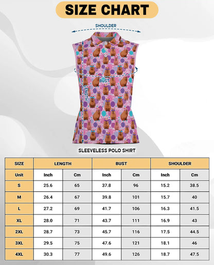 Cute Cartoon Capybara Seamless Pattern Polo Shirt for Women
