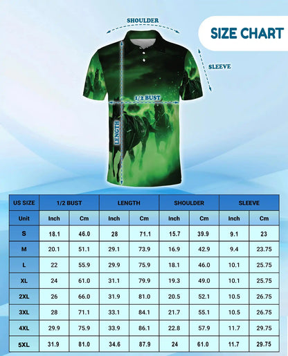 Black Horse Polo Shirt for Men, Mystic Racing Style | Azhawaiian