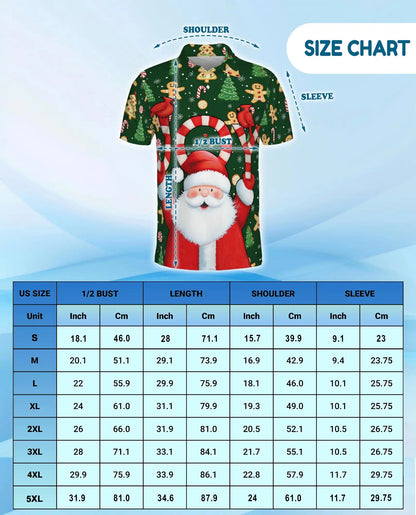 Joyful Christmas Polo Shirt for Men, Santa Holiday Design | Azhawaiian