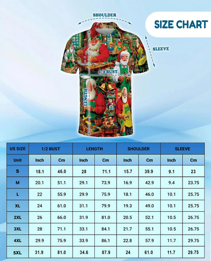 Santa Workshop 3D Polo Shirt for Men | Azhawaiian