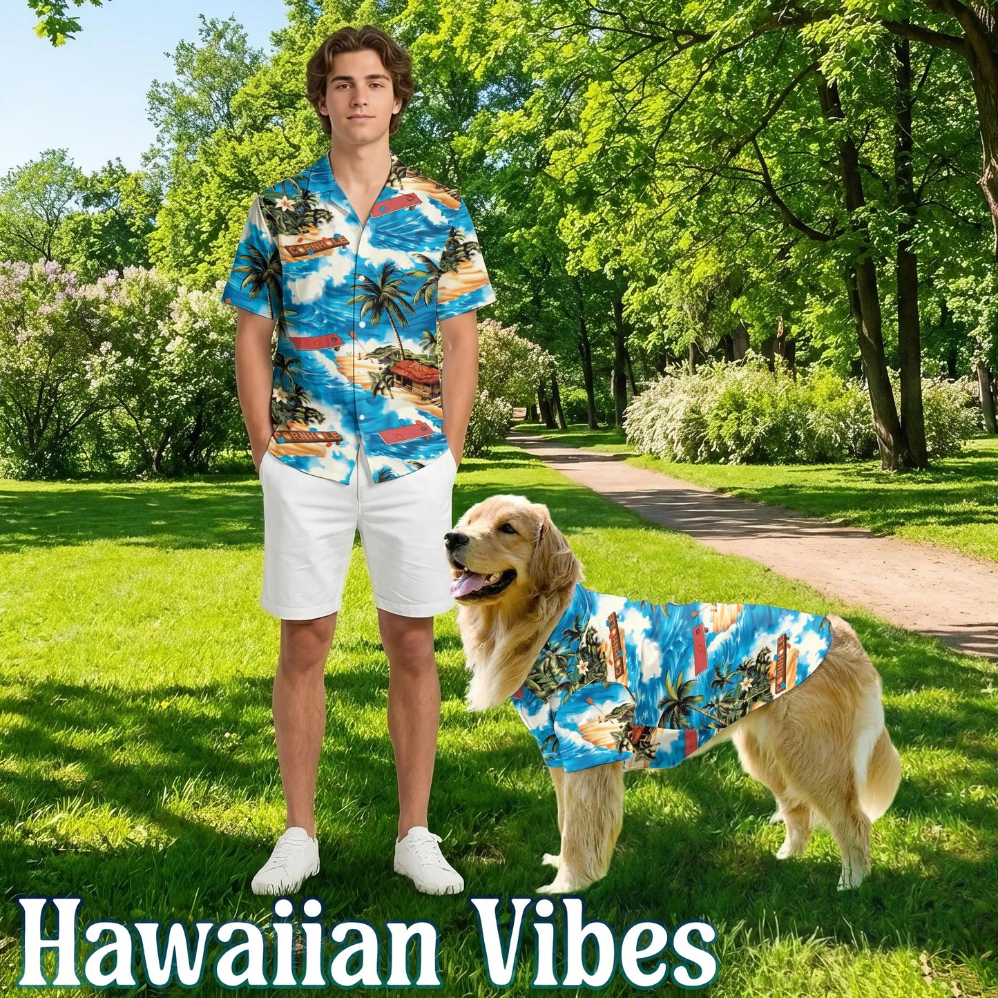 Beach Cornhole Game Summer Matching Dog Owner Hawaiian Shirts, Funny Pet Aloha Shirt for Beach Vacation - Azhawaiian