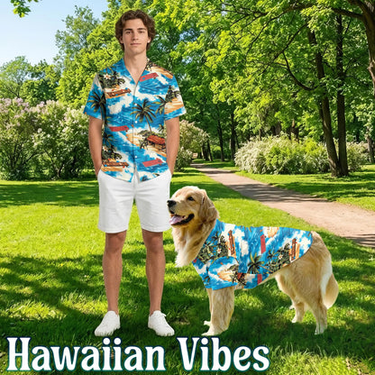 Beach Cornhole Game Summer Matching Dog Owner Hawaiian Shirts, Funny Pet Aloha Shirt for Beach Vacation - Azhawaiian
