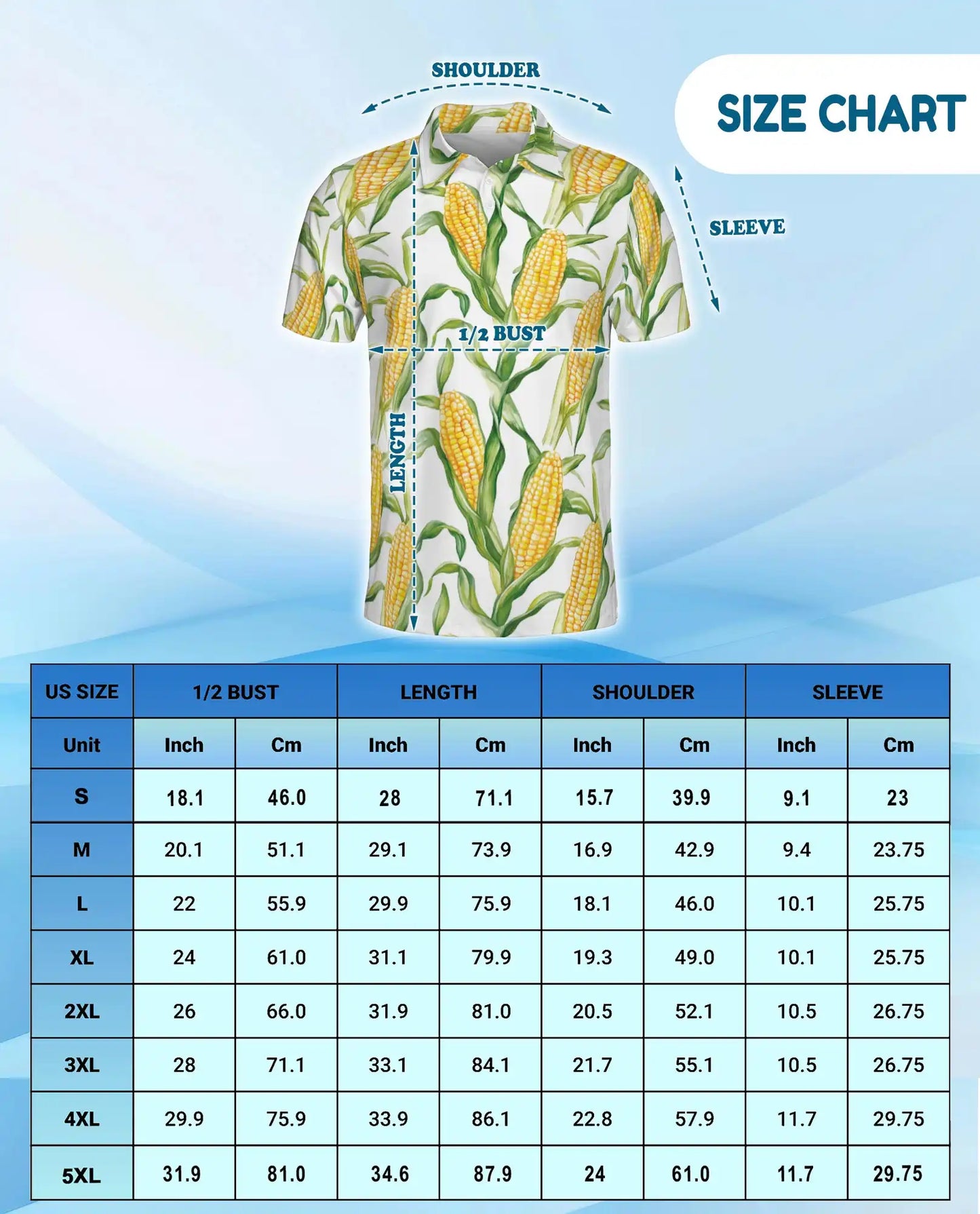 Corn Polo Shirt - Sweet Corn Farm Harvest Botanical Design | Azhawaiian