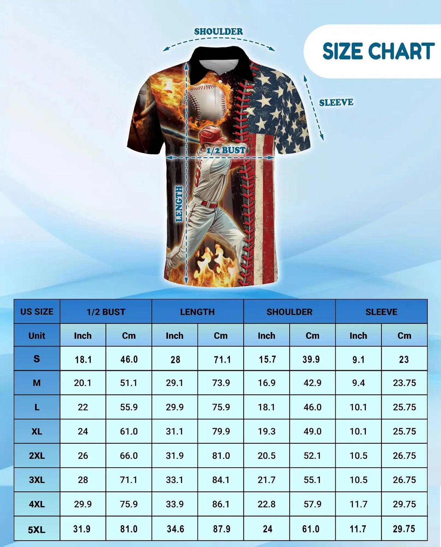 Baseball American Flag Polo Shirt - Patriotic USA Baseball Player Design | Azhawaiian