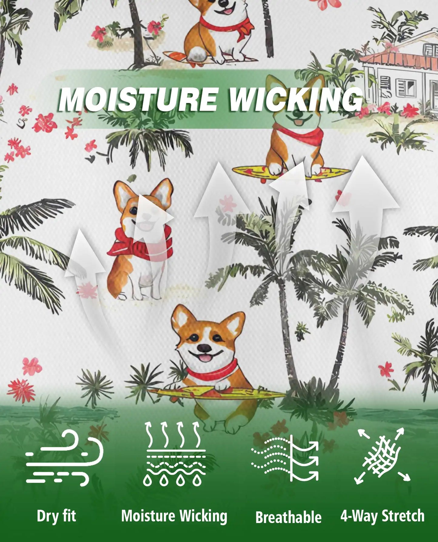 Corgi Tropical Beach Polo Shirt for Men-Summer Vacation Dog Lover Shirt | Azhawaiian