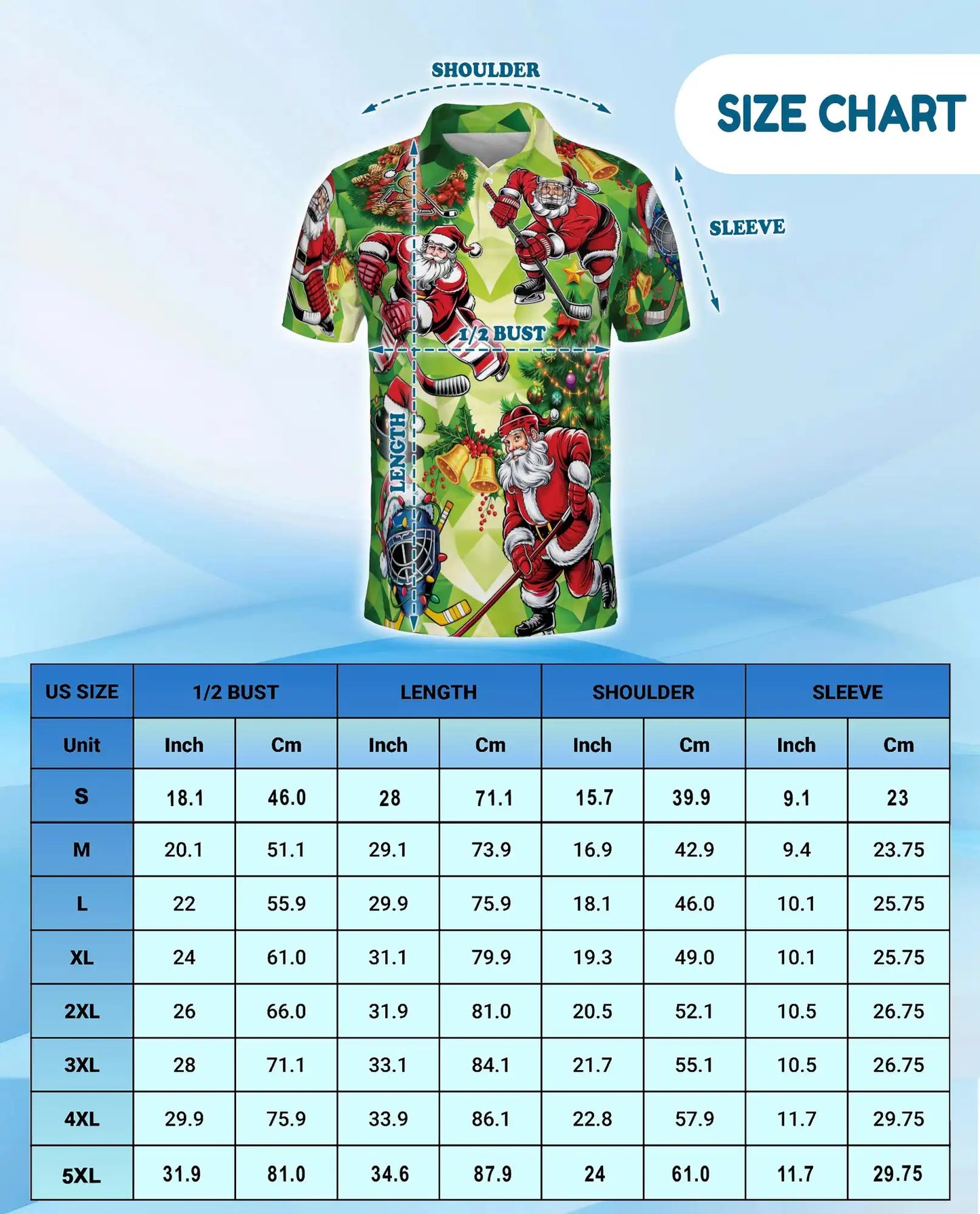 Christmas Hockey Santa Polo Shirt for Men, Festive Holiday Style | Azhawaiian