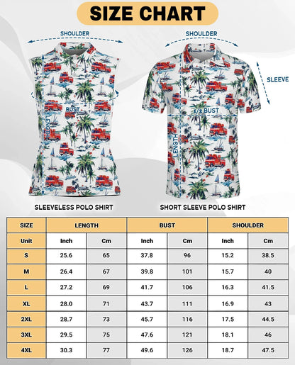 Fire Truck Friend of Firefighter Sleeveless Polo Shirt for Women | Azhawaiian