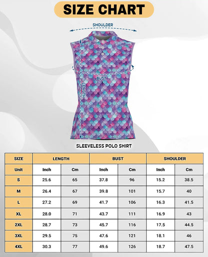 Colorful Fish Scale Pattern Sleeveless Polo Shirt for Women | Azhawaiian