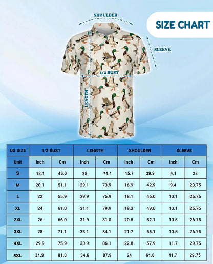 Mallard Duck Polo Shirt for Men, Wetland Wildlife Style | Azhawaiian
